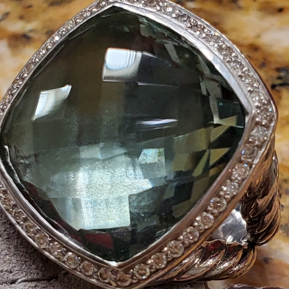 David Yurman Prasiolite Albion Ring w/Diamonds